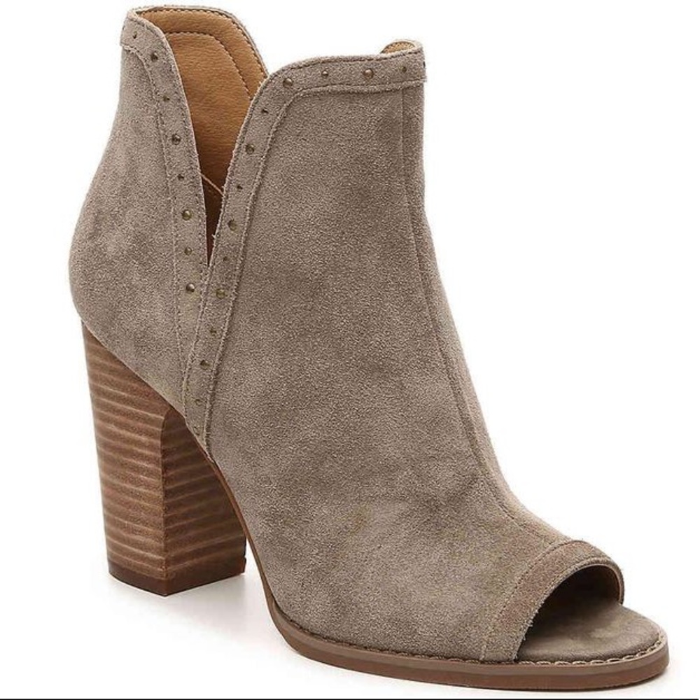 LUCKY BRAND GENUINE SUEDE PEEP TOE BOOTIES LIBETH